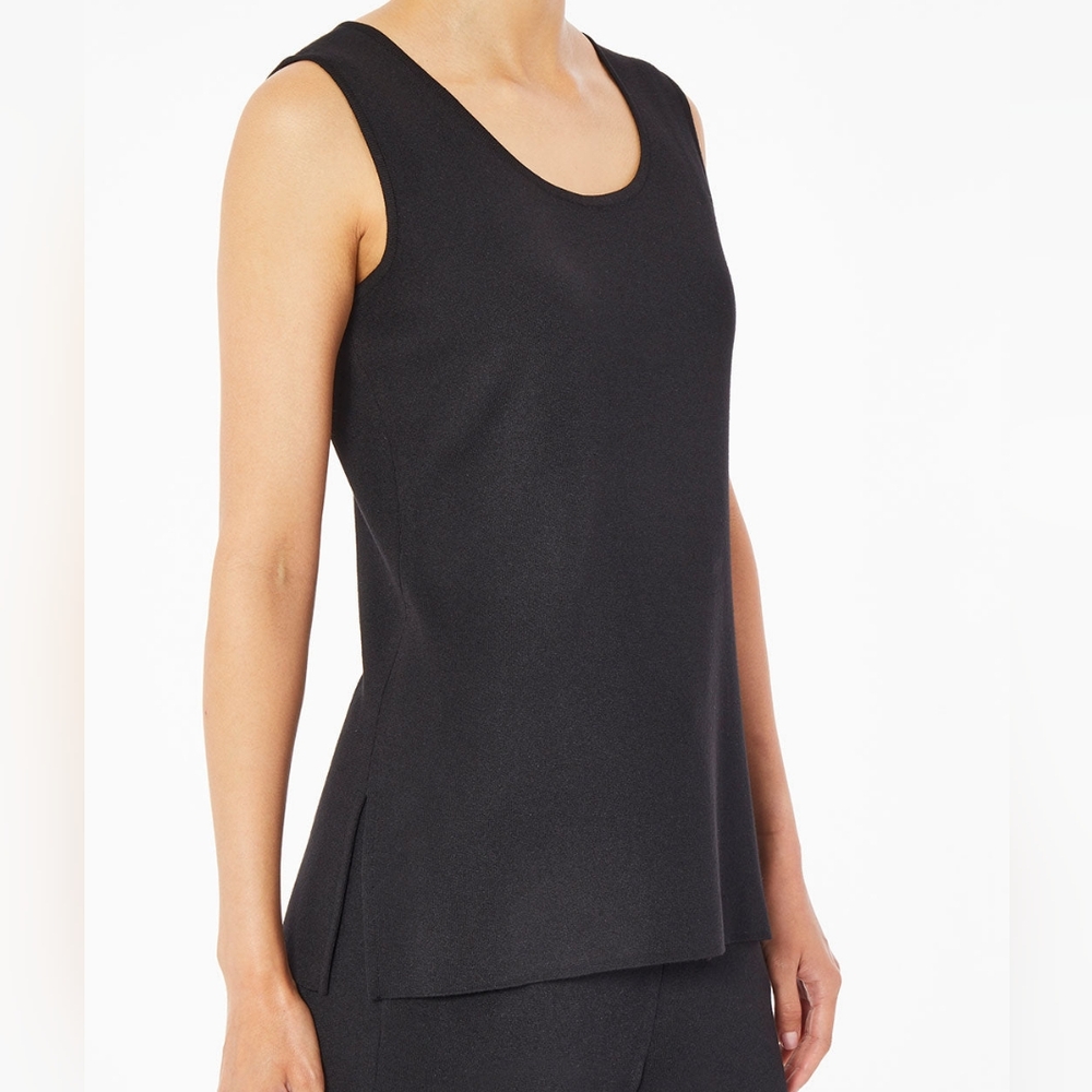 Ming Wang Scoop Neck Knit Tank Black Top Size 0X Classic Easy Care